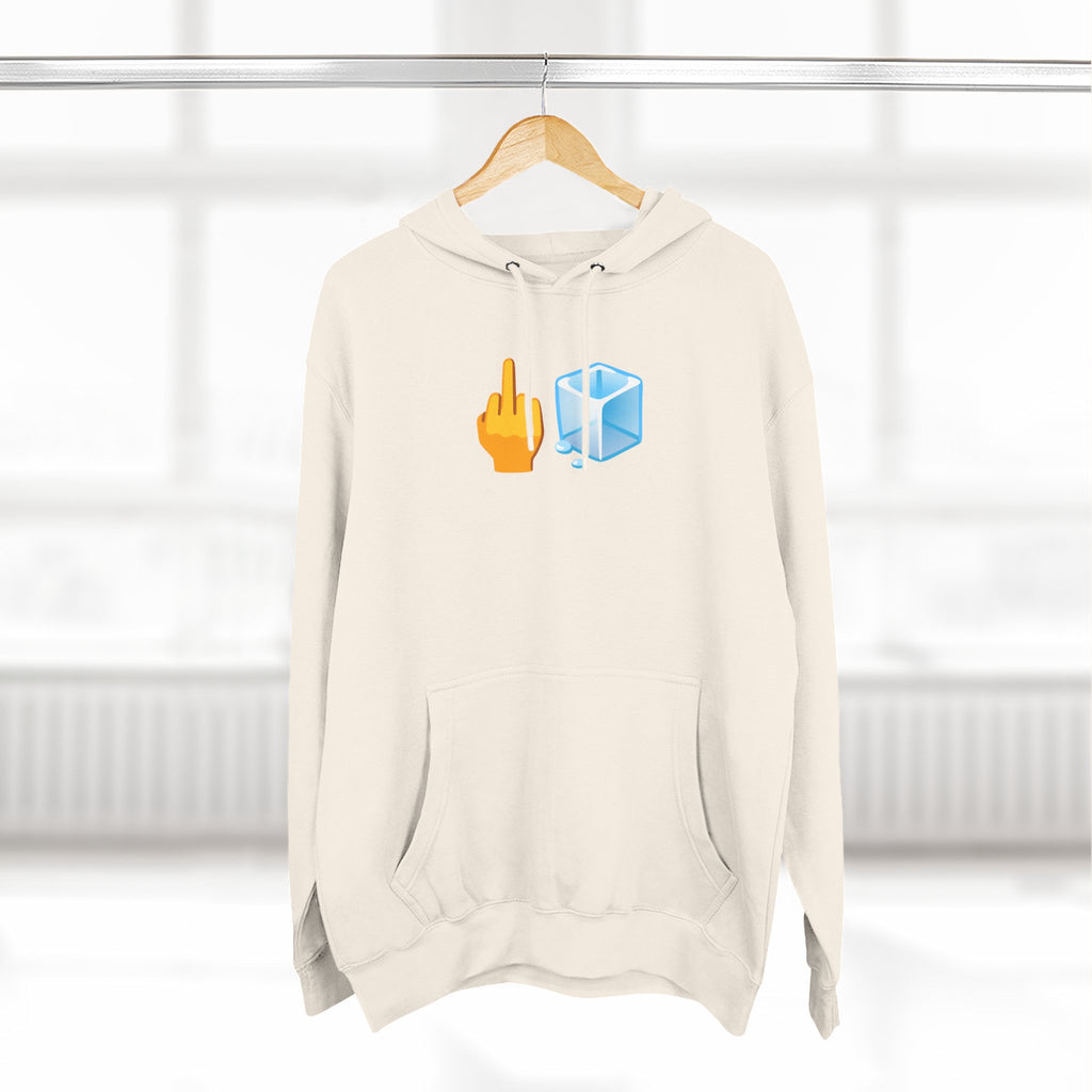 Middle Finger Ice Cube Hoodie — Funny Emoji Graphic Fleece Pullover