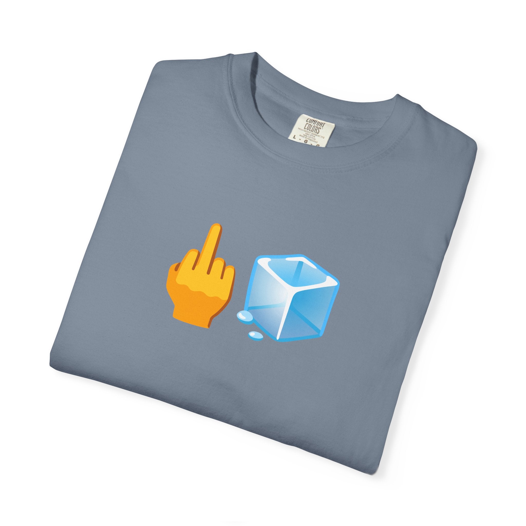Middle Finger + Ice Cube Emoji Graphic T-Shirt - Political Statement