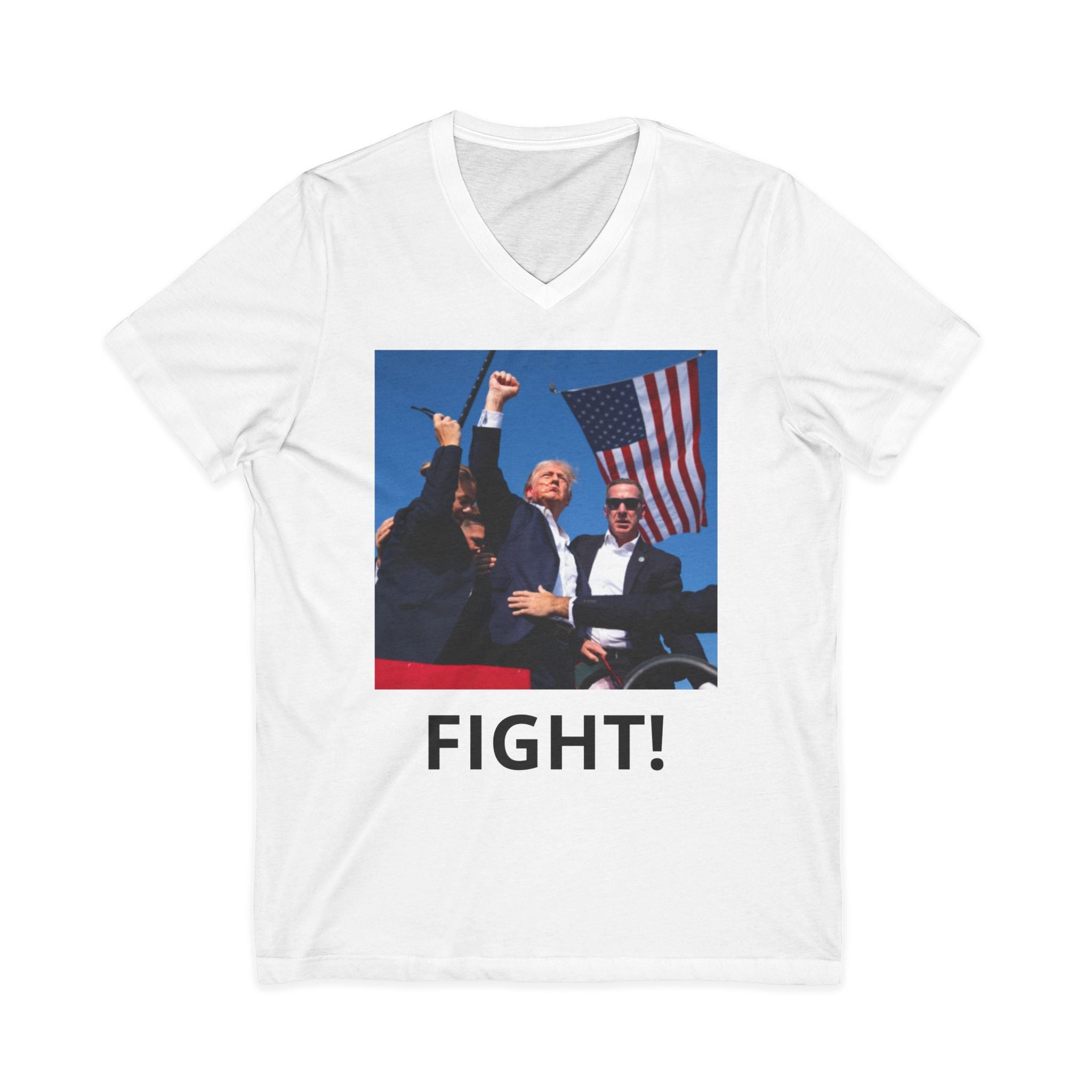 Fight! Patriotic Political V-Neck Tee