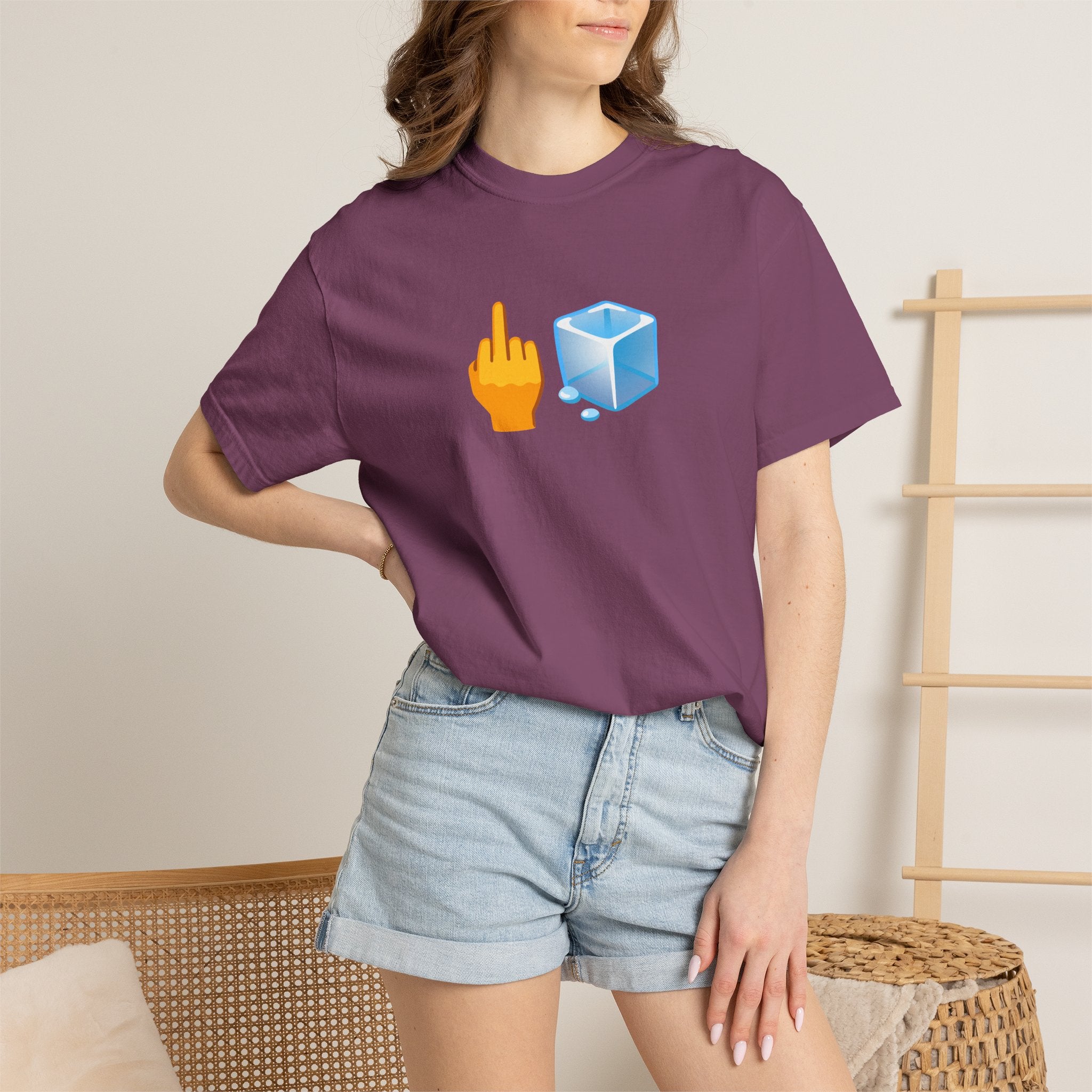 Middle Finger + Ice Cube Emoji Graphic T-Shirt - Political Statement