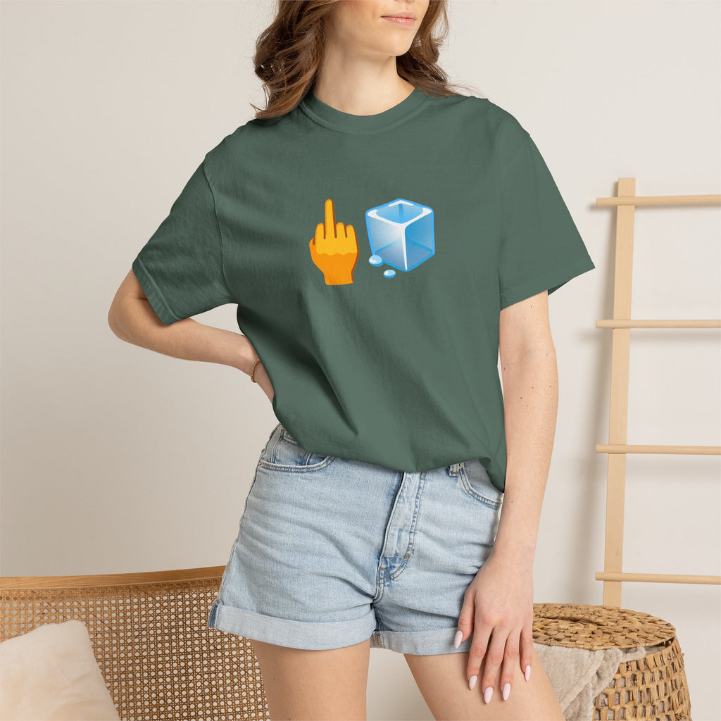 Middle Finger + Ice Cube Emoji Graphic T-Shirt - Political Statement