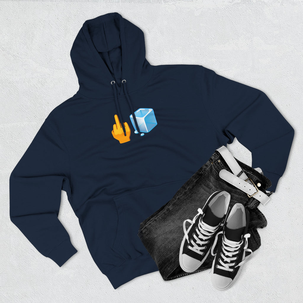 Middle Finger Ice Cube Hoodie — Funny Emoji Graphic Fleece Pullover