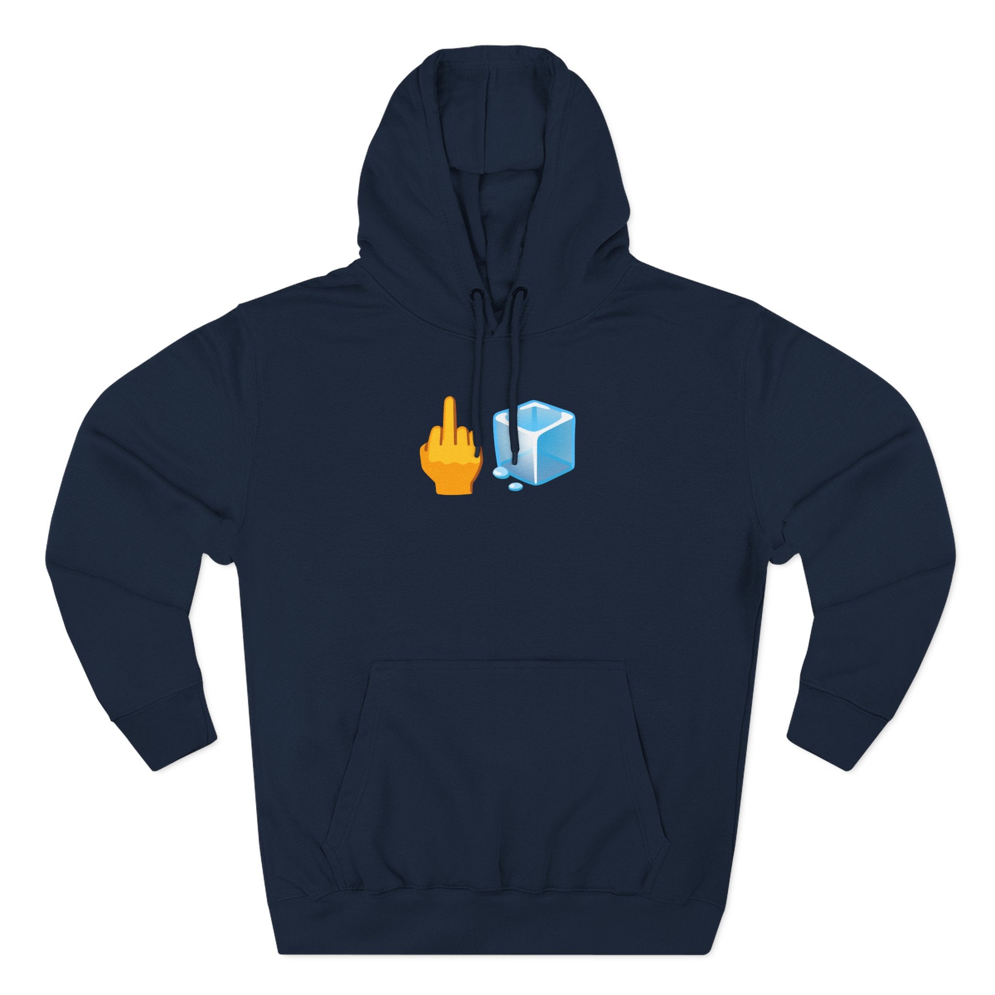 Middle Finger Ice Cube Hoodie — Funny Emoji Graphic Fleece Pullover