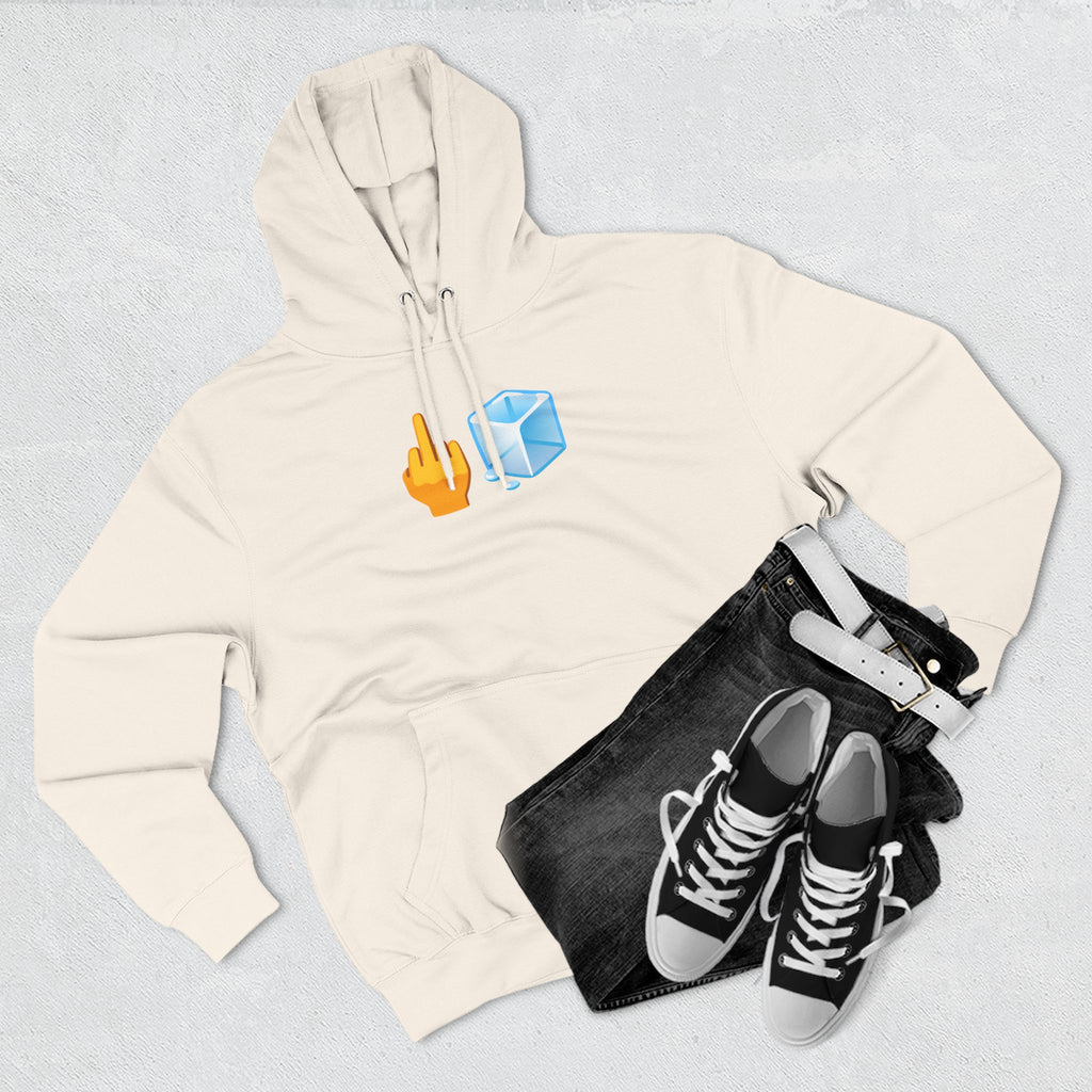 Middle Finger Ice Cube Hoodie — Funny Emoji Graphic Fleece Pullover
