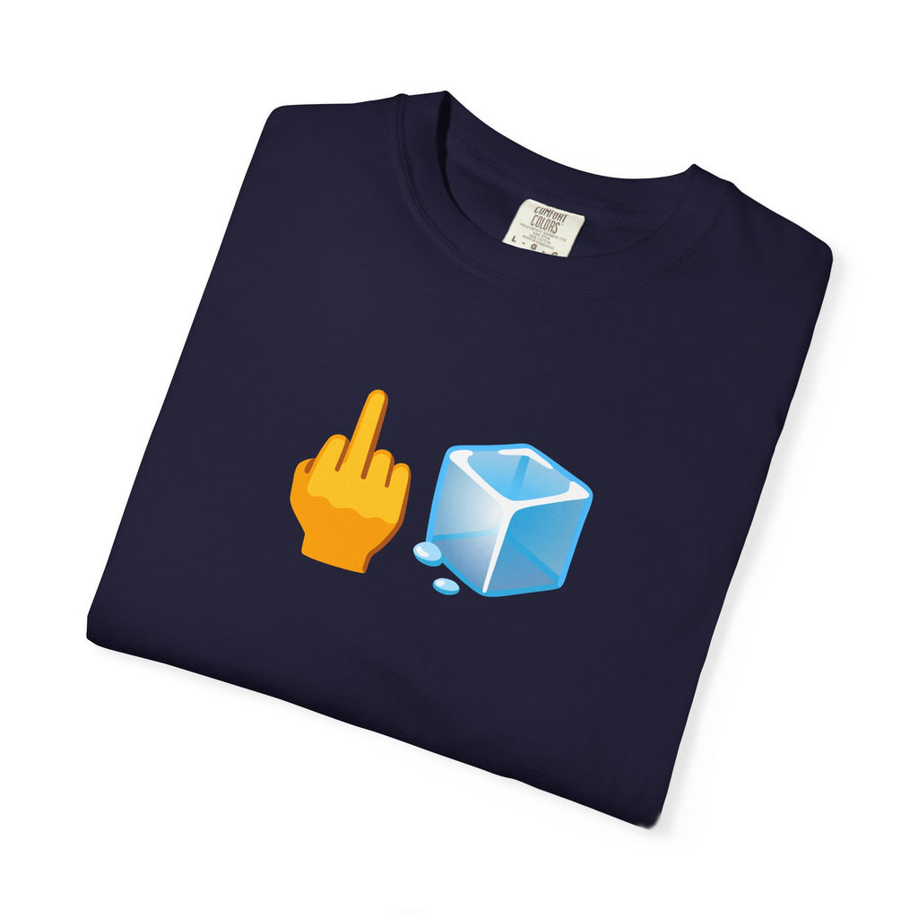 Middle Finger + Ice Cube Emoji Graphic T-Shirt - Political Statement