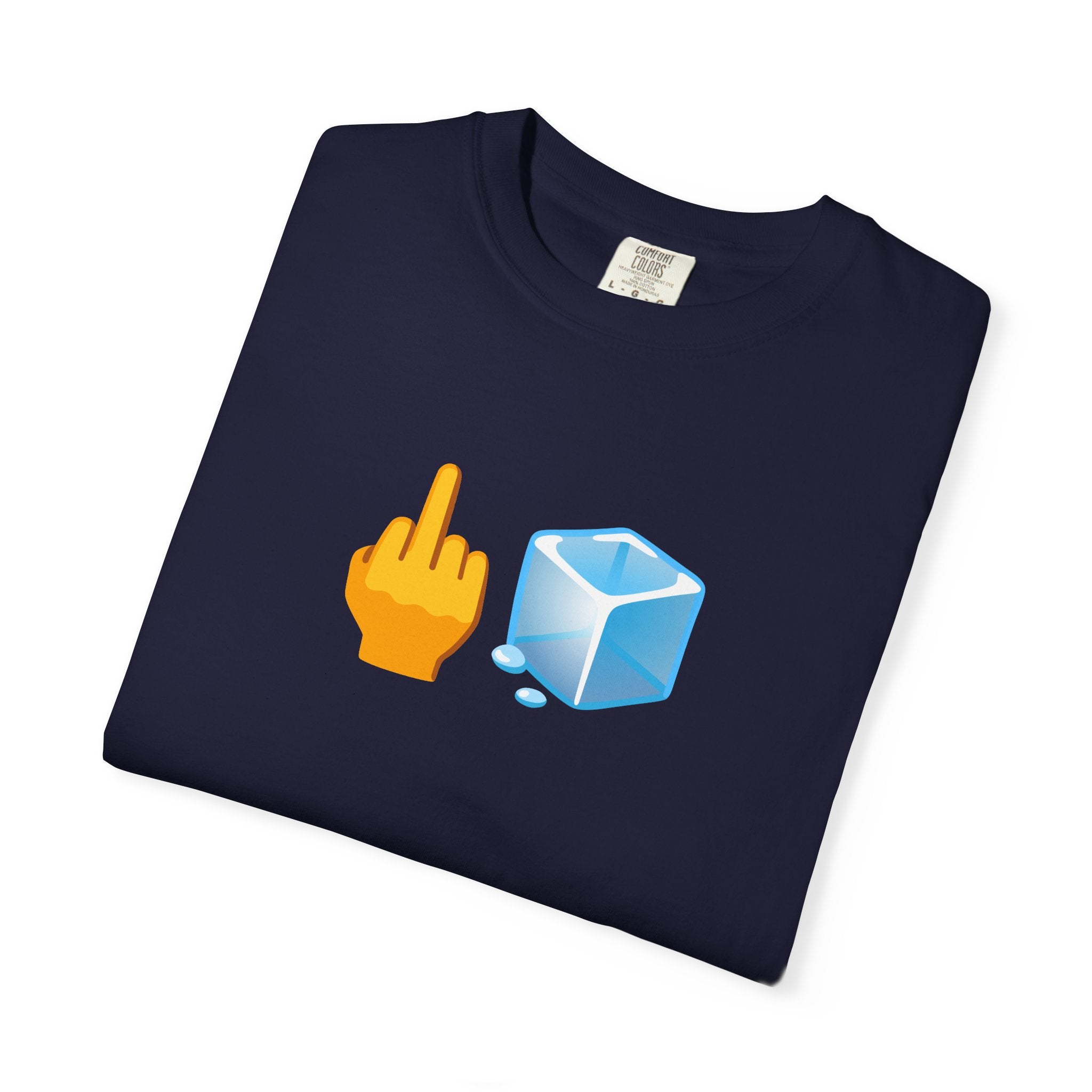 Middle Finger + Ice Cube Emoji Graphic T-Shirt - Political Statement