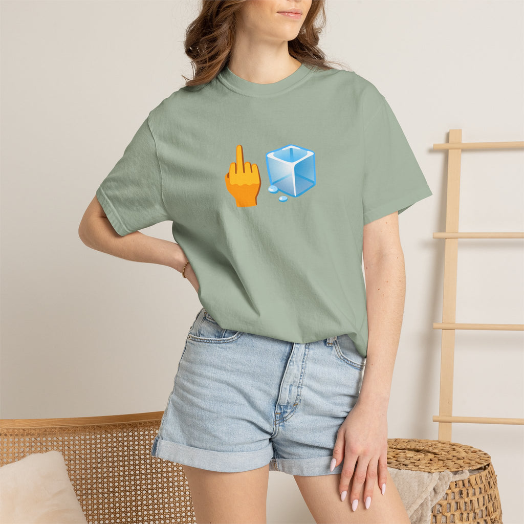 Middle Finger + Ice Cube Emoji Graphic T-Shirt - Political Statement