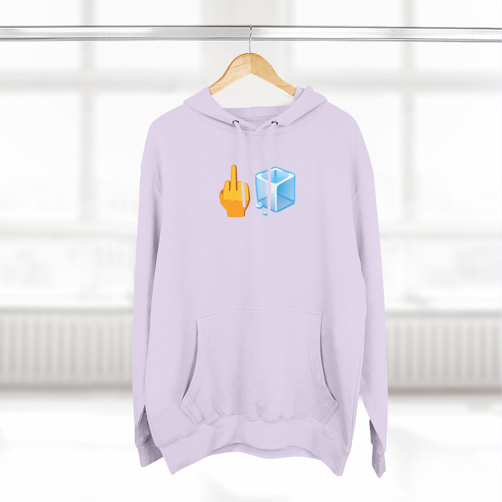 Middle Finger Ice Cube Hoodie — Funny Emoji Graphic Fleece Pullover