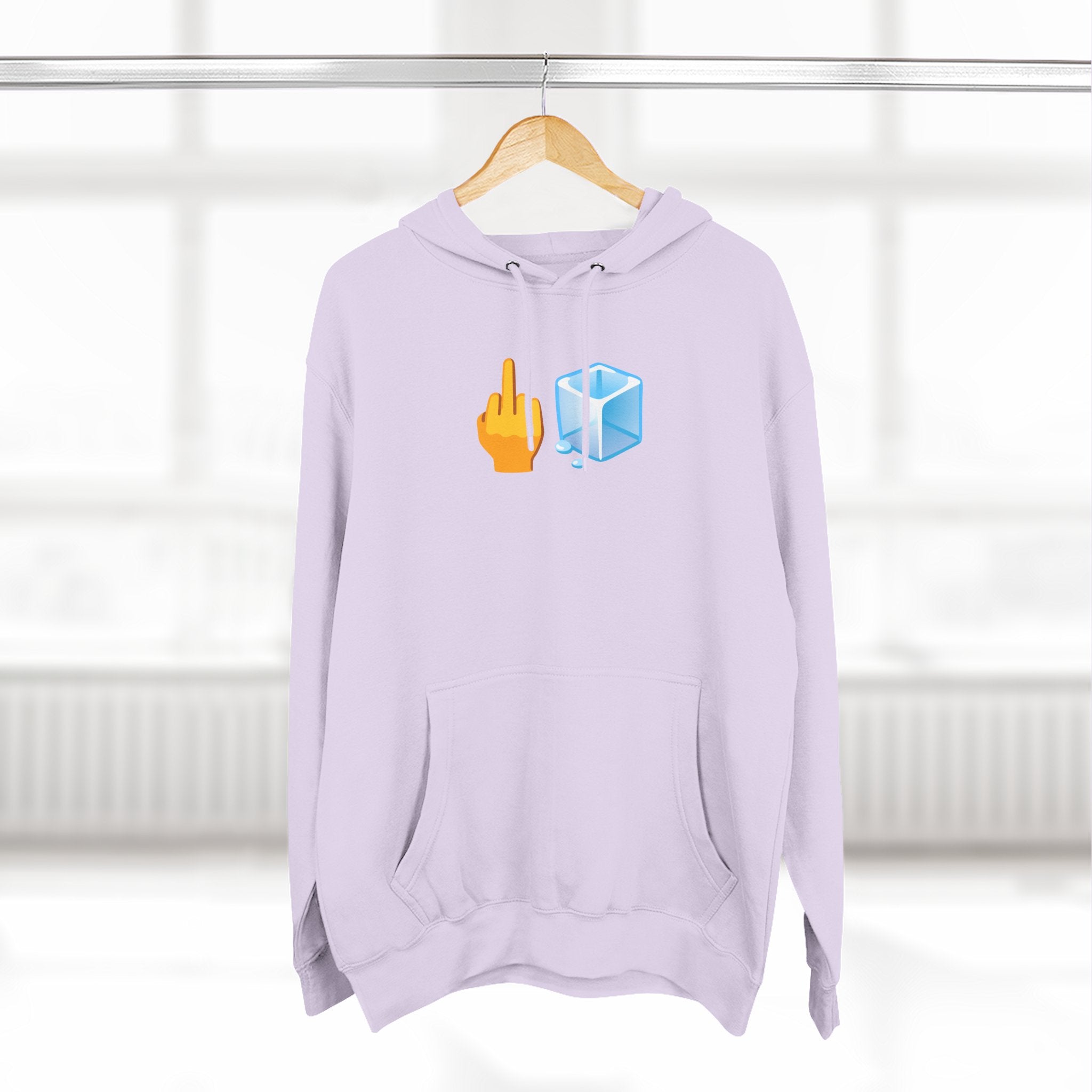 Middle Finger Ice Cube Hoodie — Funny Emoji Graphic Fleece Pullover