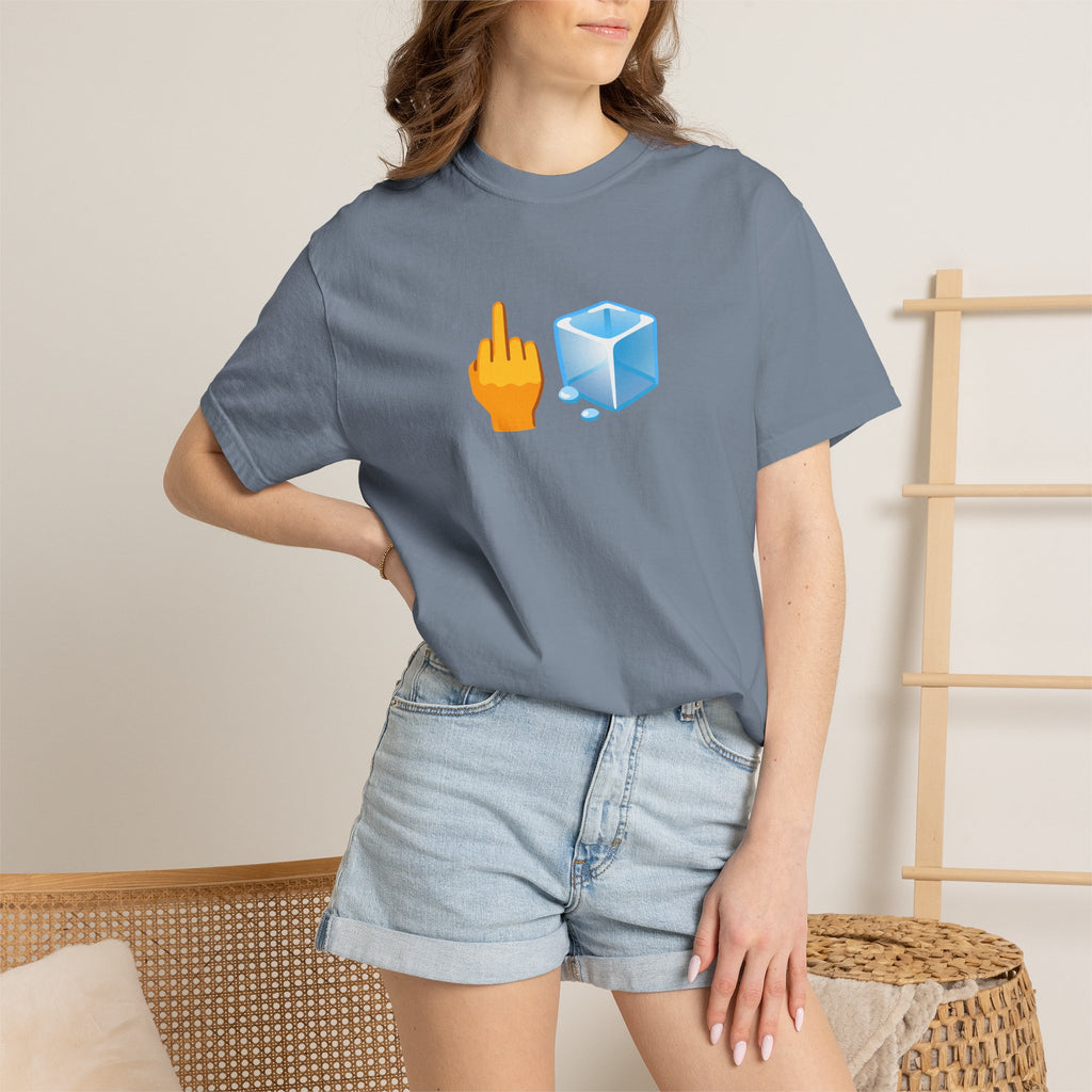 Middle Finger + Ice Cube Emoji Graphic T-Shirt - Political Statement