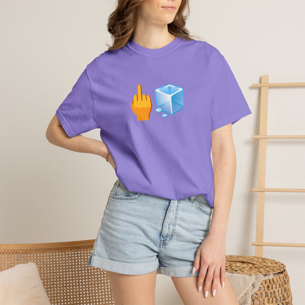 Middle Finger + Ice Cube Emoji Graphic T-Shirt - Political Statement