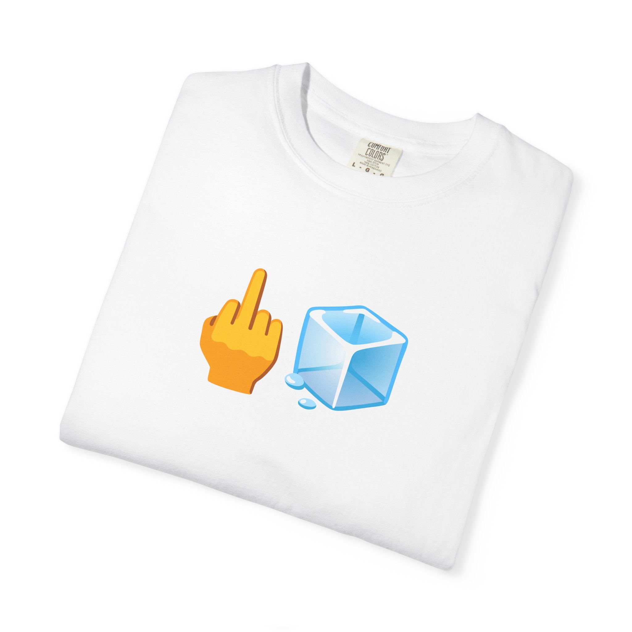 Middle Finger + Ice Cube Emoji Graphic T-Shirt - Political Statement