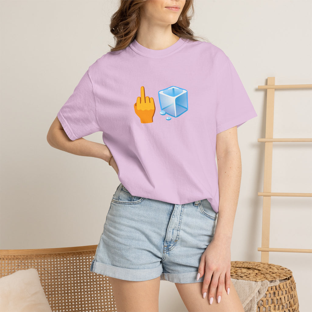 Middle Finger + Ice Cube Emoji Graphic T-Shirt - Political Statement