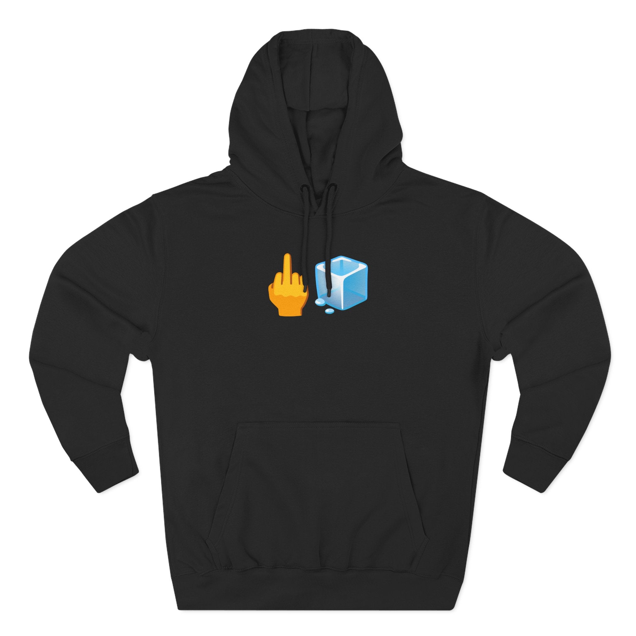 Middle Finger Ice Cube Hoodie — Funny Emoji Graphic Fleece Pullover