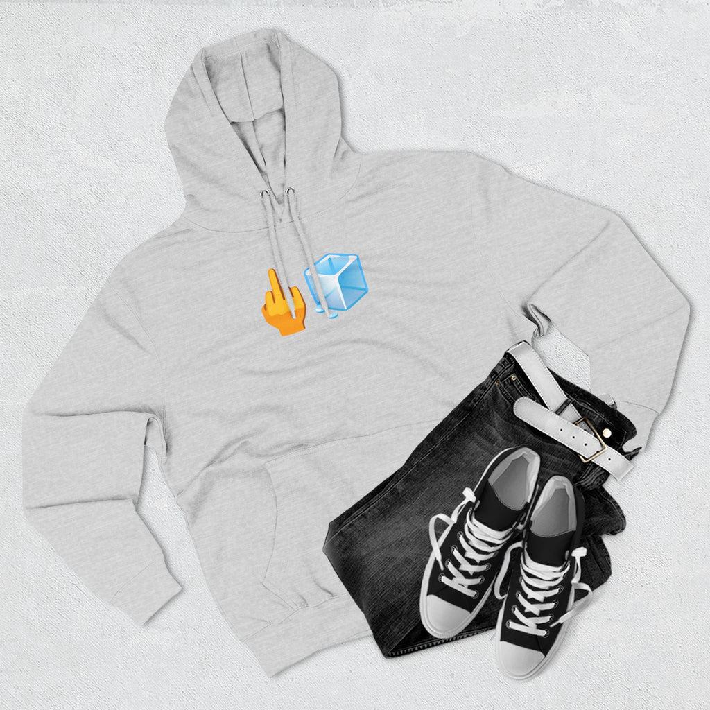 Middle Finger Ice Cube Hoodie — Funny Emoji Graphic Fleece Pullover