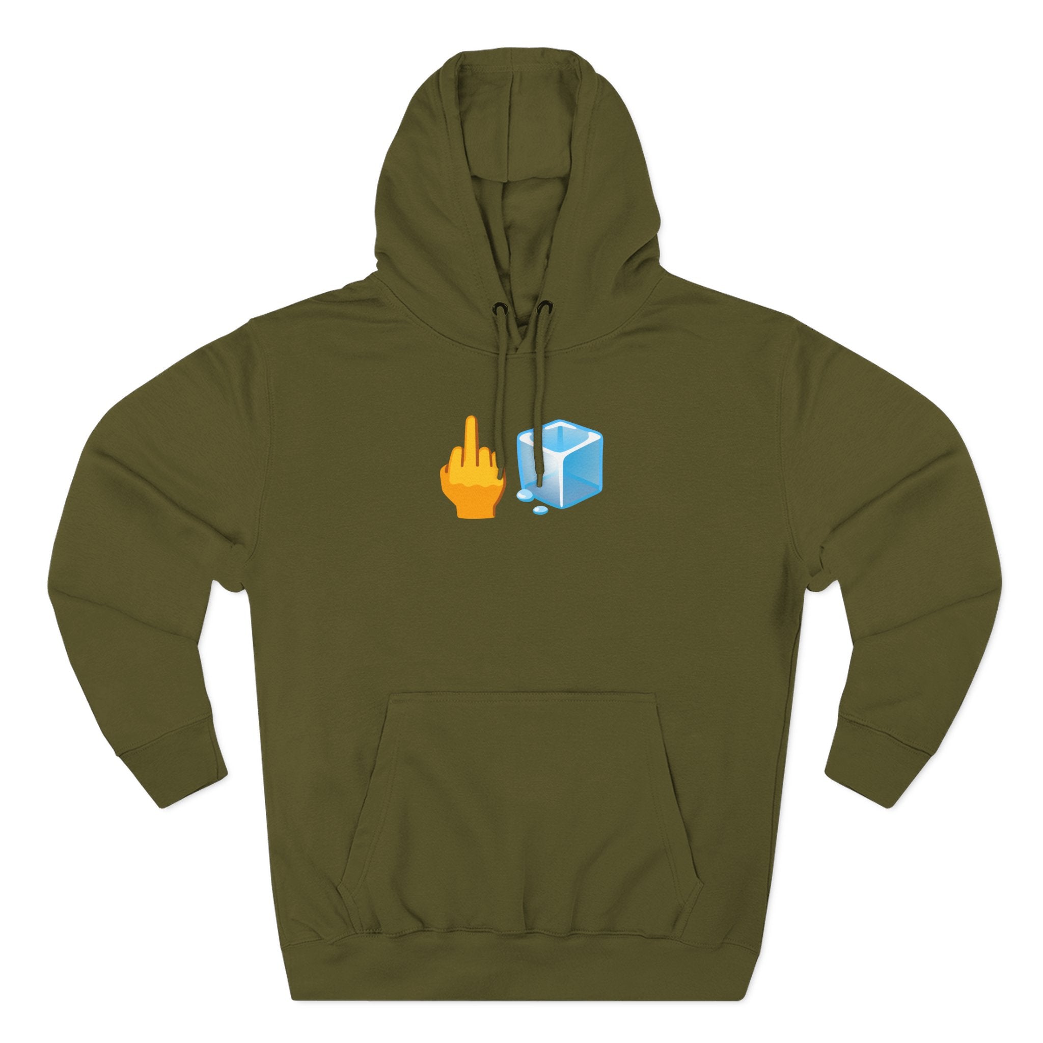 Middle Finger Ice Cube Hoodie — Funny Emoji Graphic Fleece Pullover