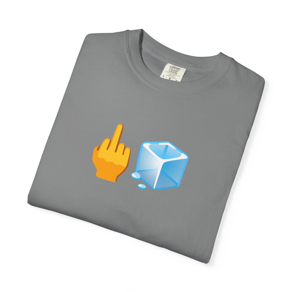 Middle Finger + Ice Cube Emoji Graphic T-Shirt - Political Statement