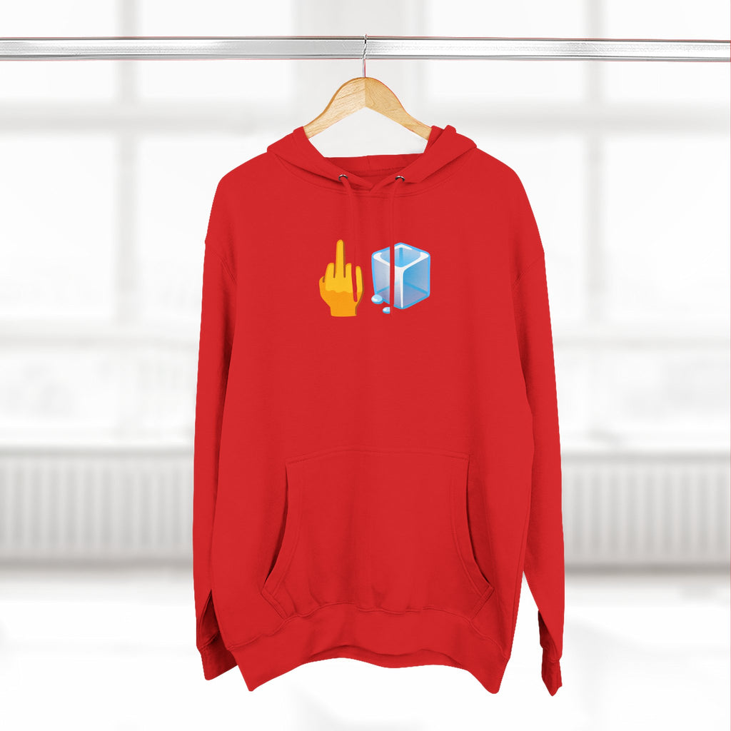 Middle Finger Ice Cube Hoodie — Funny Emoji Graphic Fleece Pullover
