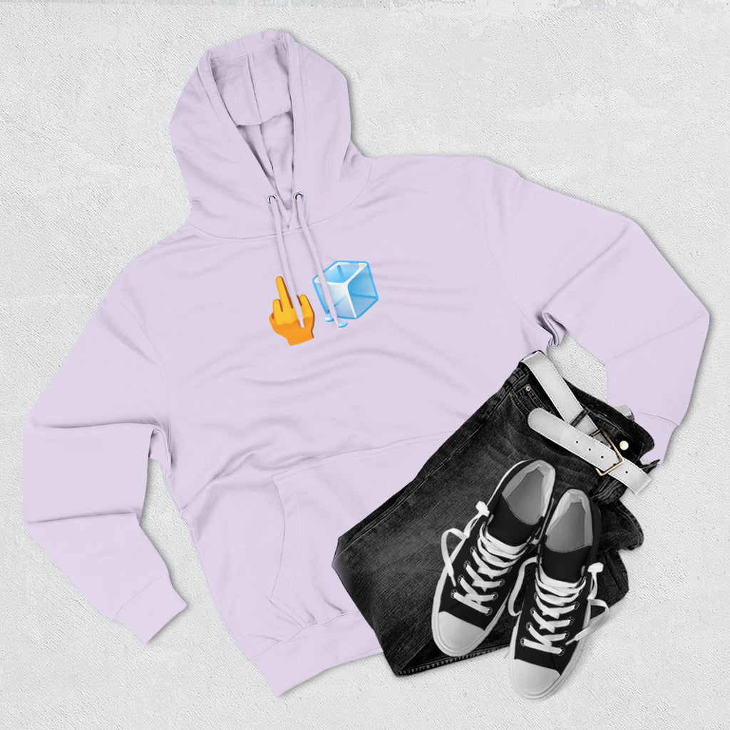 Middle Finger Ice Cube Hoodie — Funny Emoji Graphic Fleece Pullover