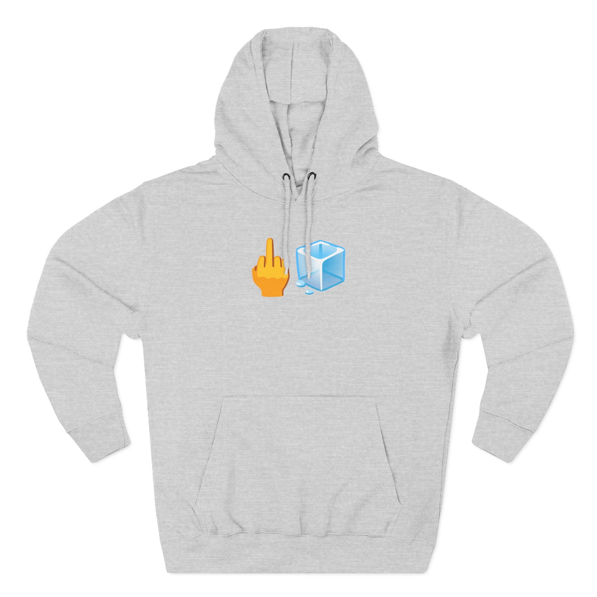 Middle Finger Ice Cube Hoodie — Funny Emoji Graphic Fleece Pullover