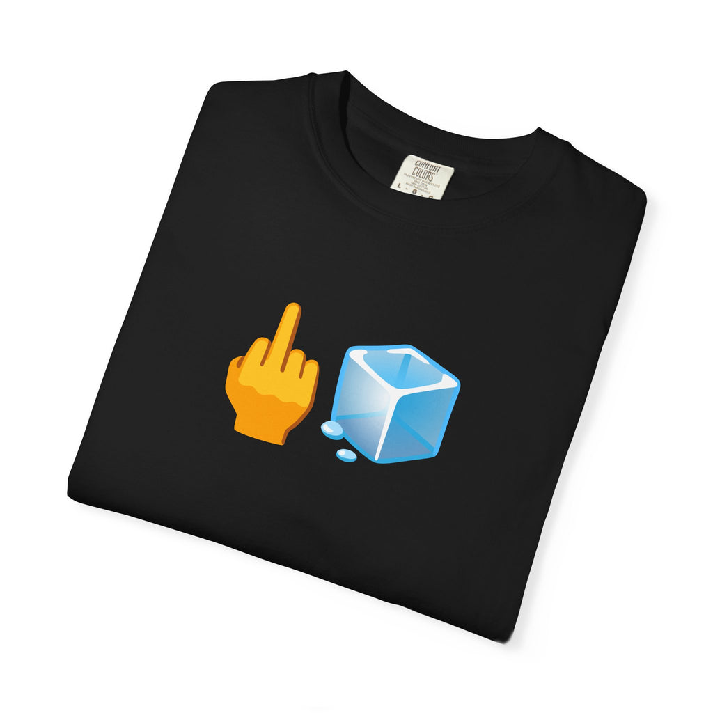 Middle Finger + Ice Cube Emoji Graphic T-Shirt - Political Statement