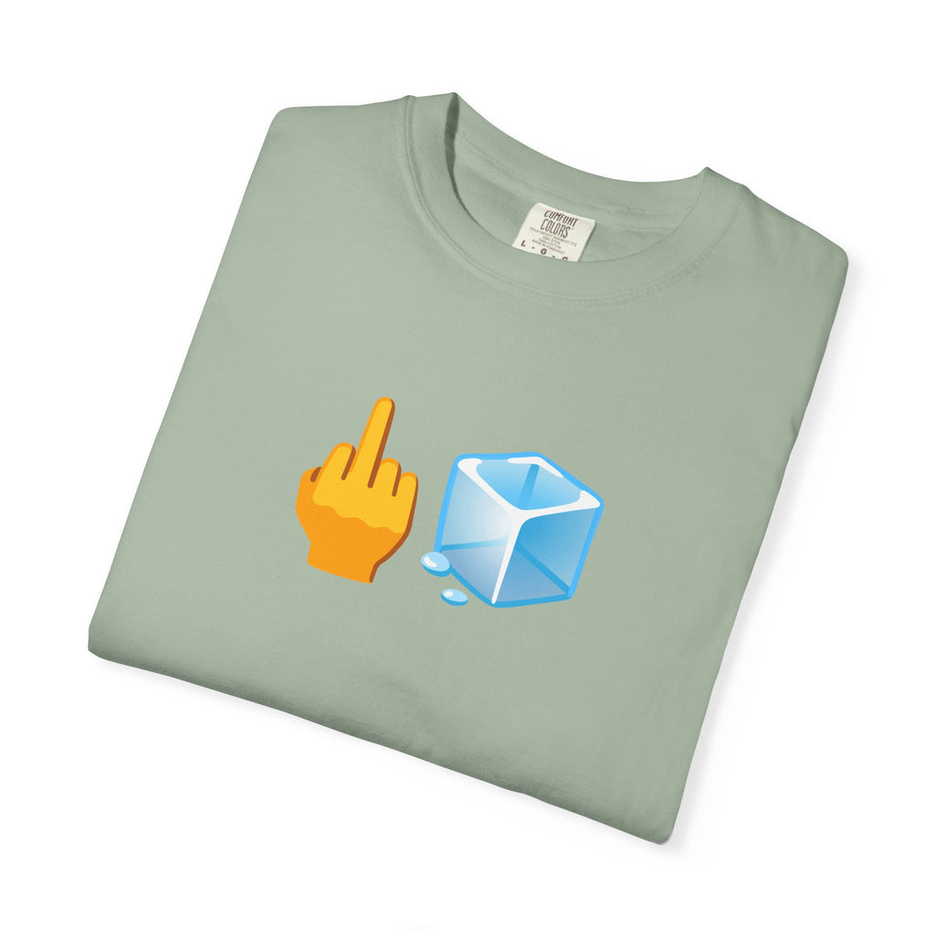 Middle Finger + Ice Cube Emoji Graphic T-Shirt - Political Statement