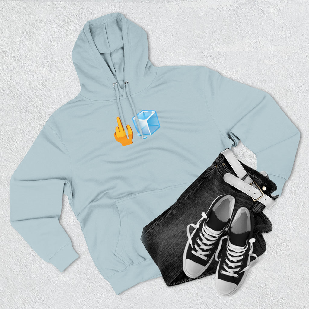 Middle Finger Ice Cube Hoodie — Funny Emoji Graphic Fleece Pullover