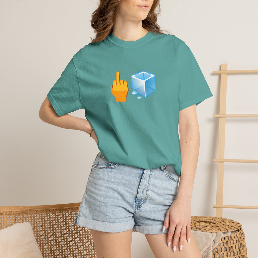 Middle Finger + Ice Cube Emoji Graphic T-Shirt - Political Statement