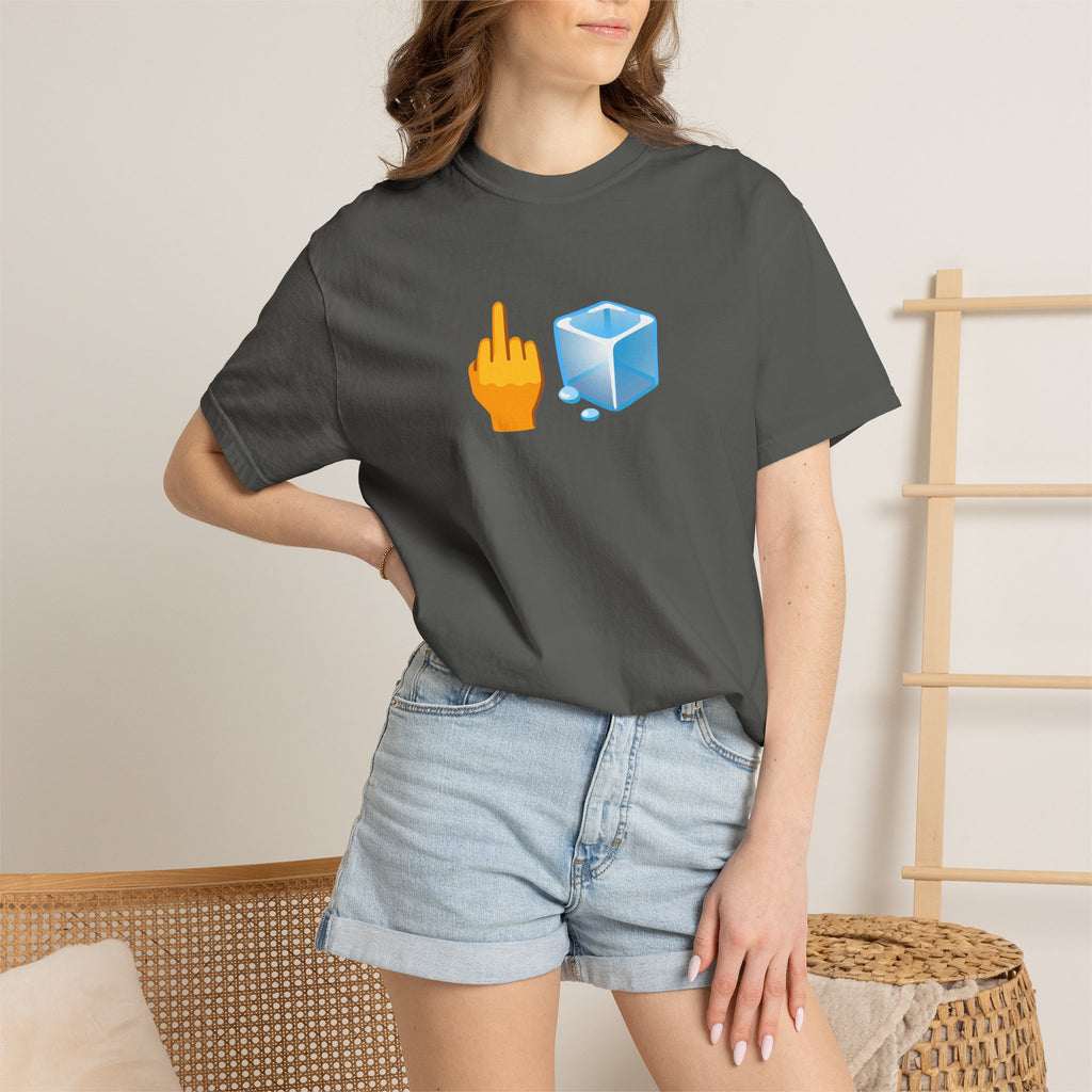 Middle Finger + Ice Cube Emoji Graphic T-Shirt - Political Statement