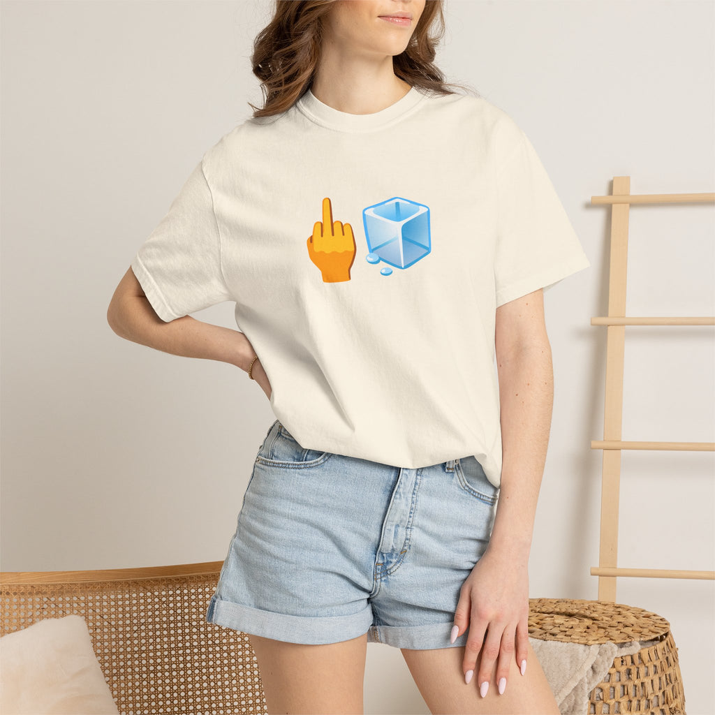 Middle Finger + Ice Cube Emoji Graphic T-Shirt - Political Statement