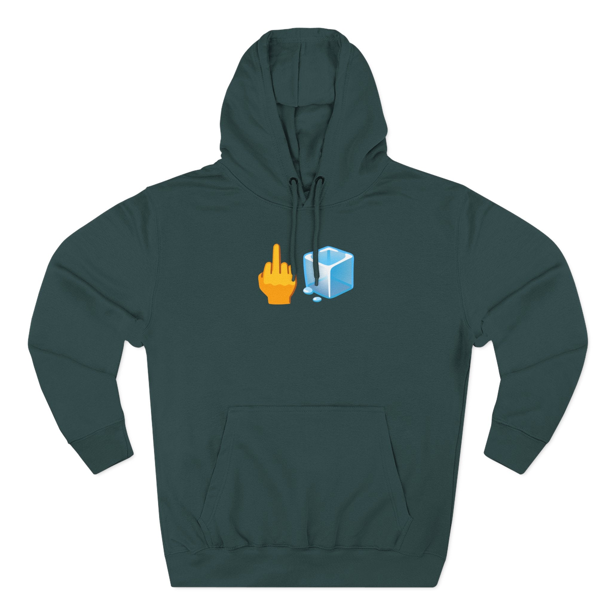 Middle Finger Ice Cube Hoodie — Funny Emoji Graphic Fleece Pullover