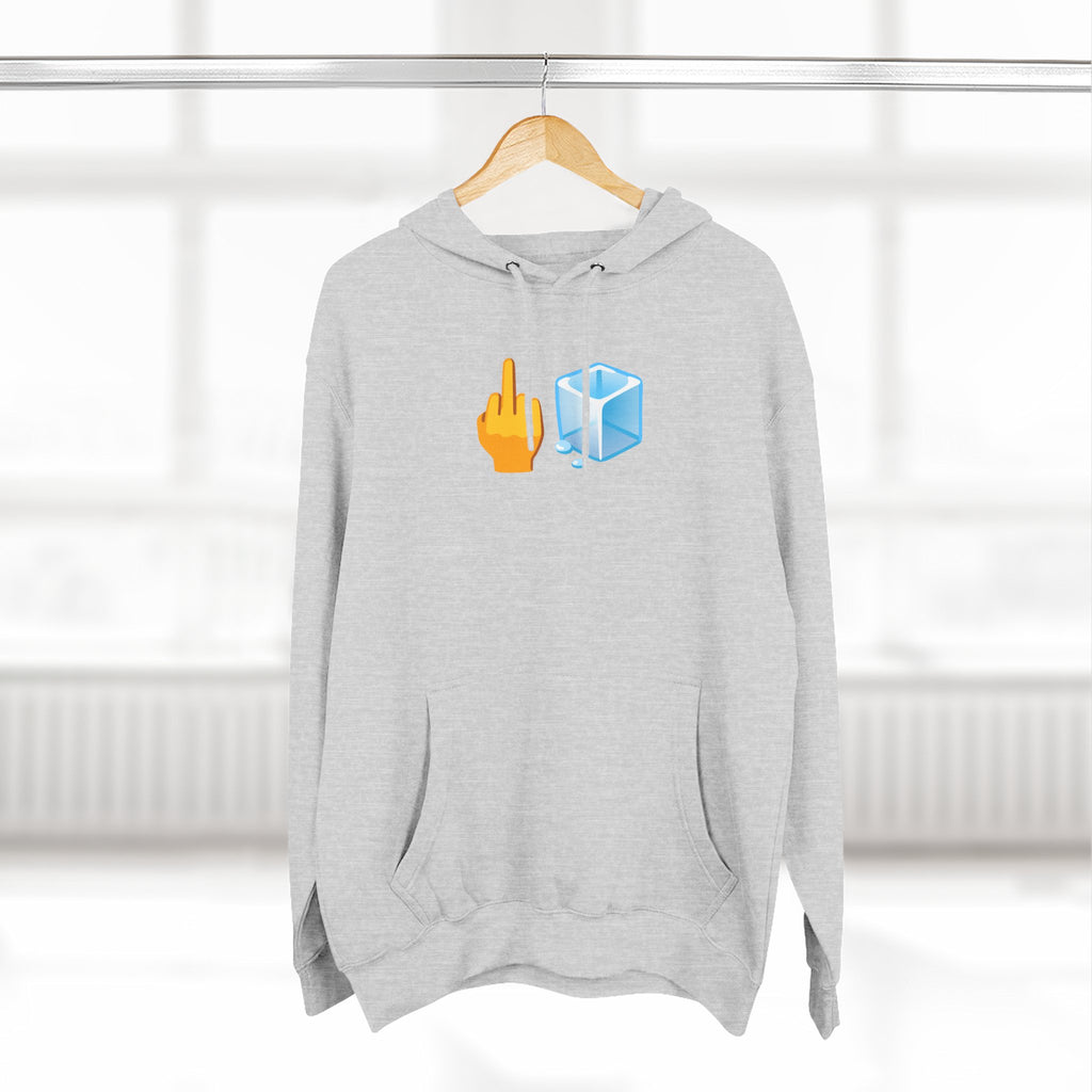 Middle Finger Ice Cube Hoodie — Funny Emoji Graphic Fleece Pullover