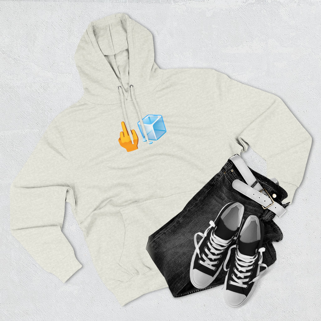 Middle Finger Ice Cube Hoodie — Funny Emoji Graphic Fleece Pullover