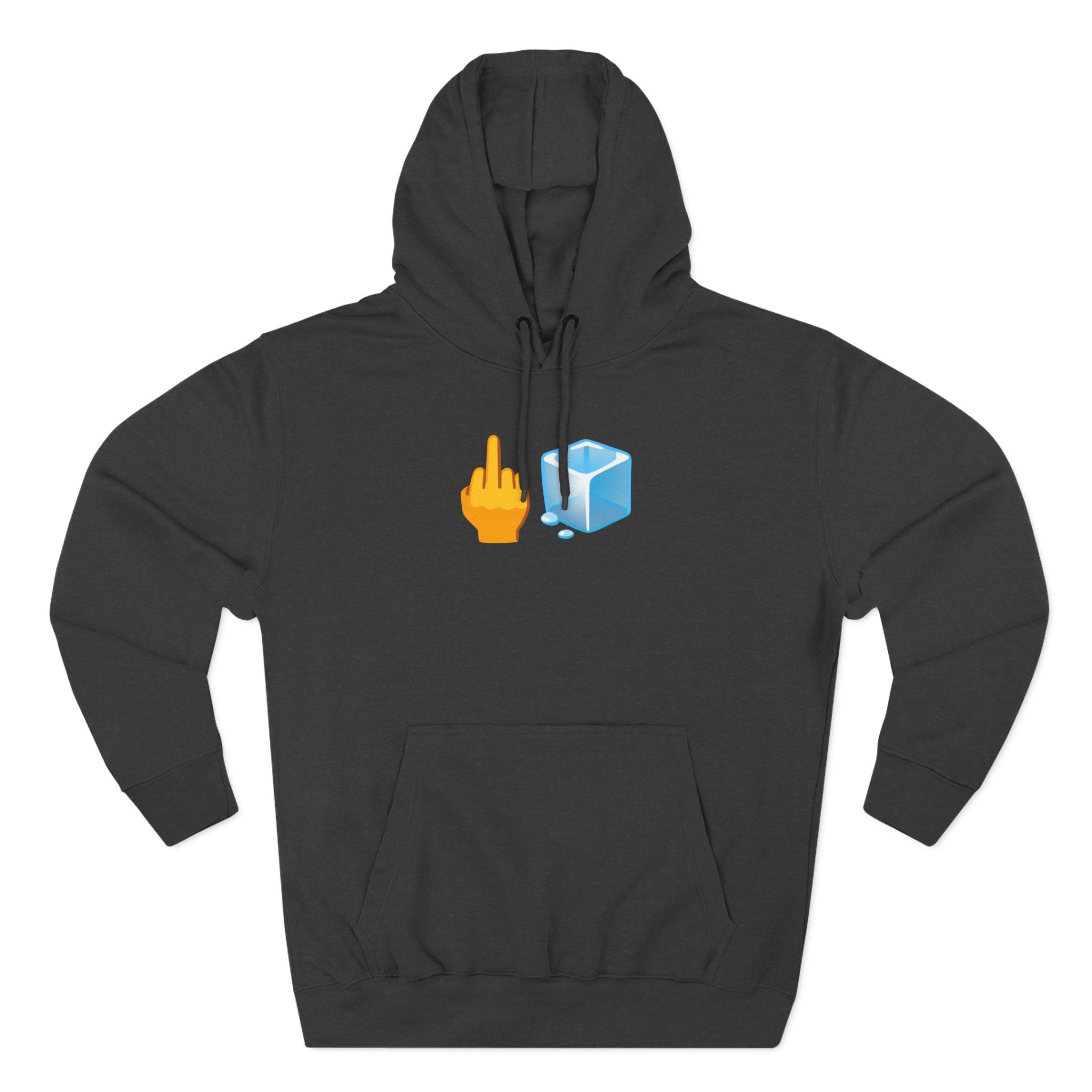 Middle Finger Ice Cube Hoodie — Funny Emoji Graphic Fleece Pullover