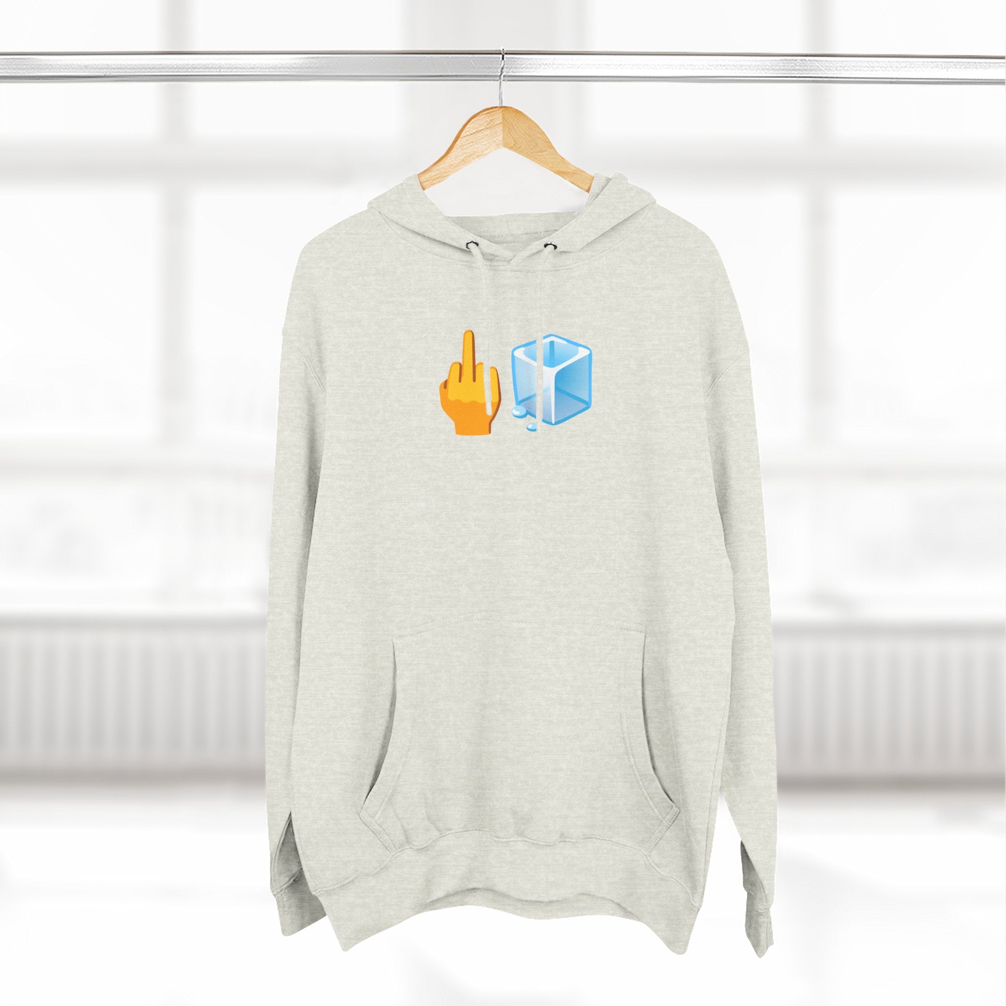 Middle Finger Ice Cube Hoodie — Funny Emoji Graphic Fleece Pullover