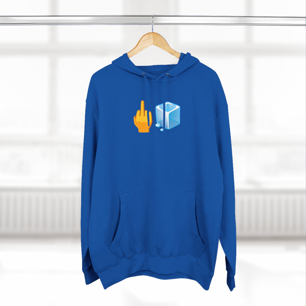 Middle Finger Ice Cube Hoodie — Funny Emoji Graphic Fleece Pullover