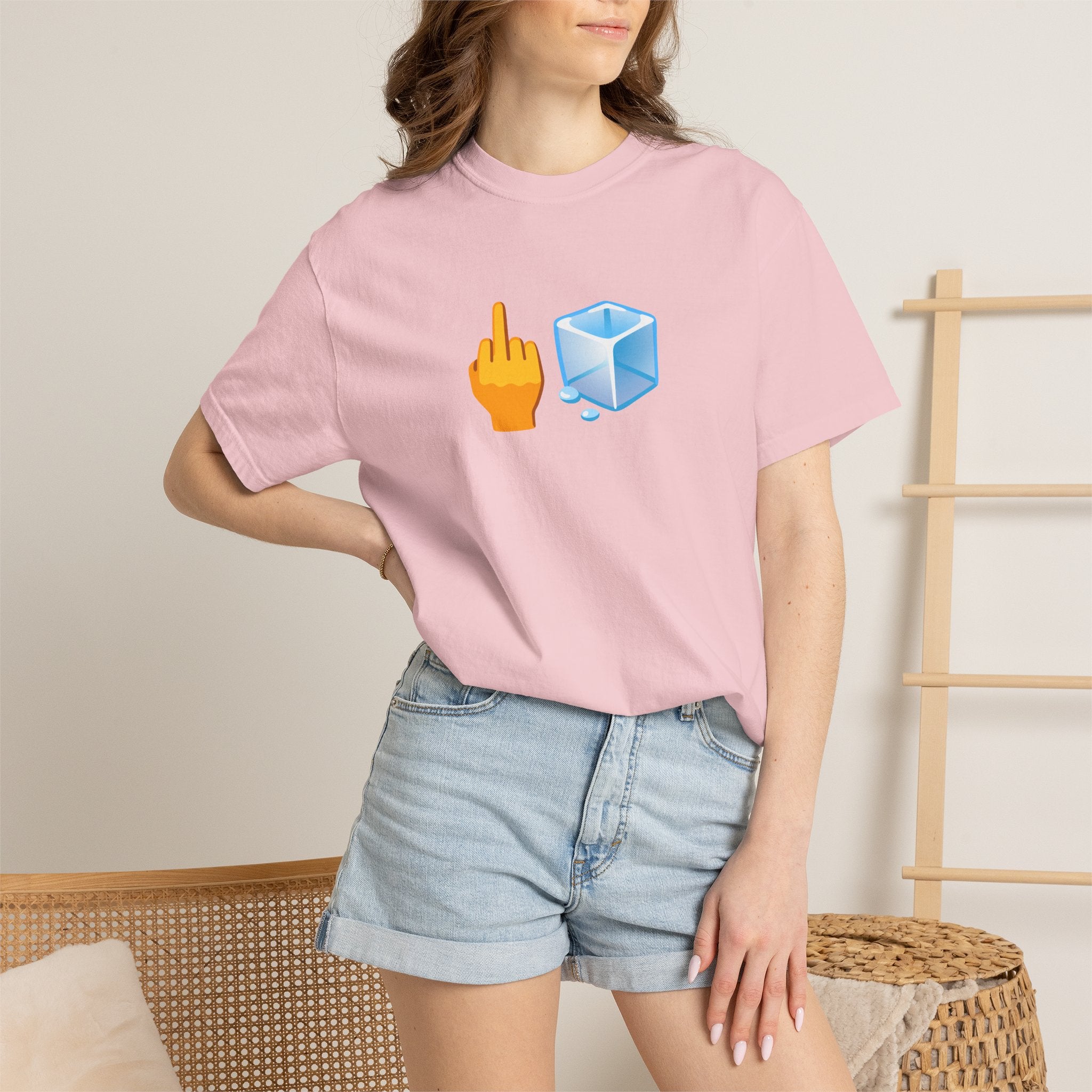 Middle Finger + Ice Cube Emoji Graphic T-Shirt - Political Statement
