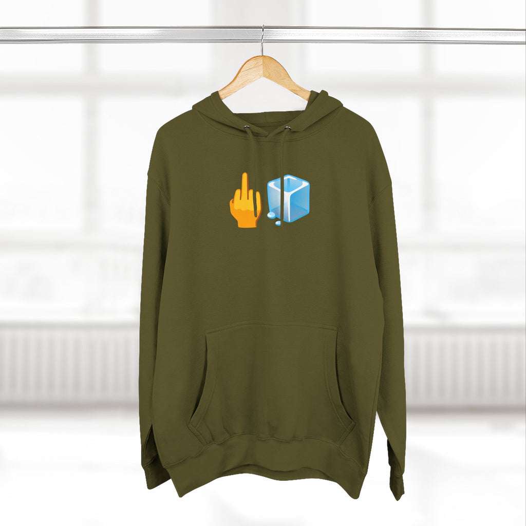 Middle Finger Ice Cube Hoodie — Funny Emoji Graphic Fleece Pullover