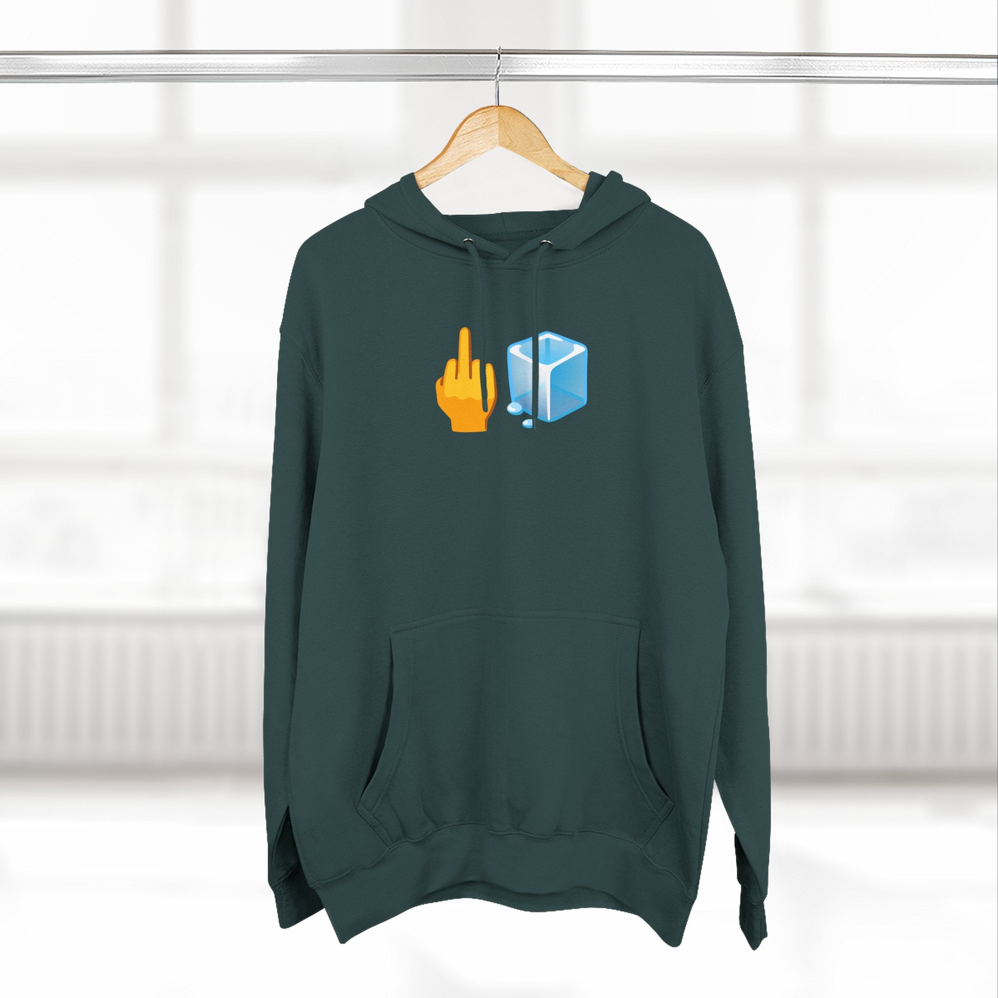 Middle Finger Ice Cube Hoodie — Funny Emoji Graphic Fleece Pullover