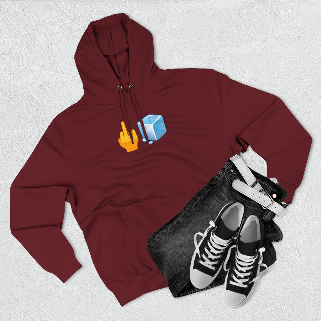 Middle Finger Ice Cube Hoodie — Funny Emoji Graphic Fleece Pullover