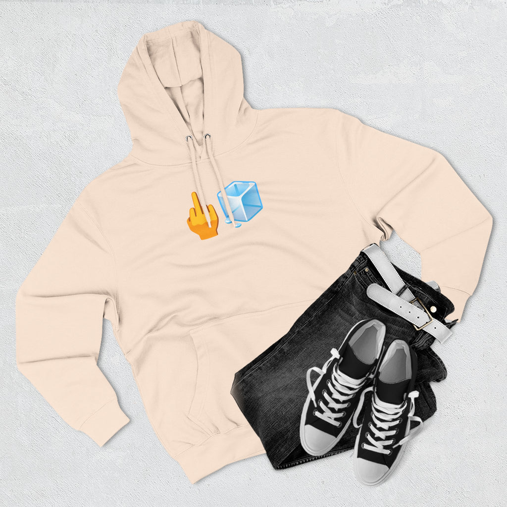 Middle Finger Ice Cube Hoodie — Funny Emoji Graphic Fleece Pullover