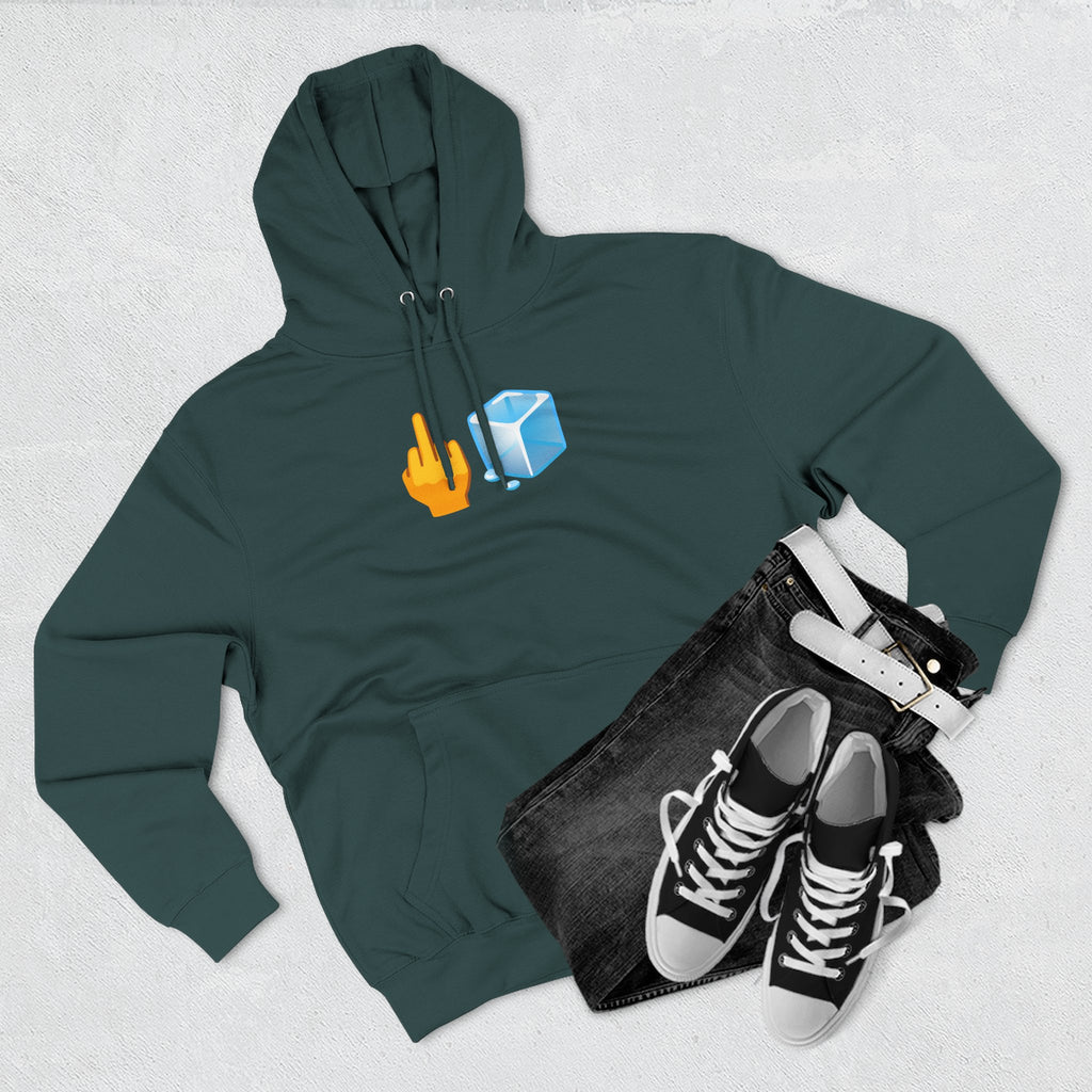 Middle Finger Ice Cube Hoodie — Funny Emoji Graphic Fleece Pullover