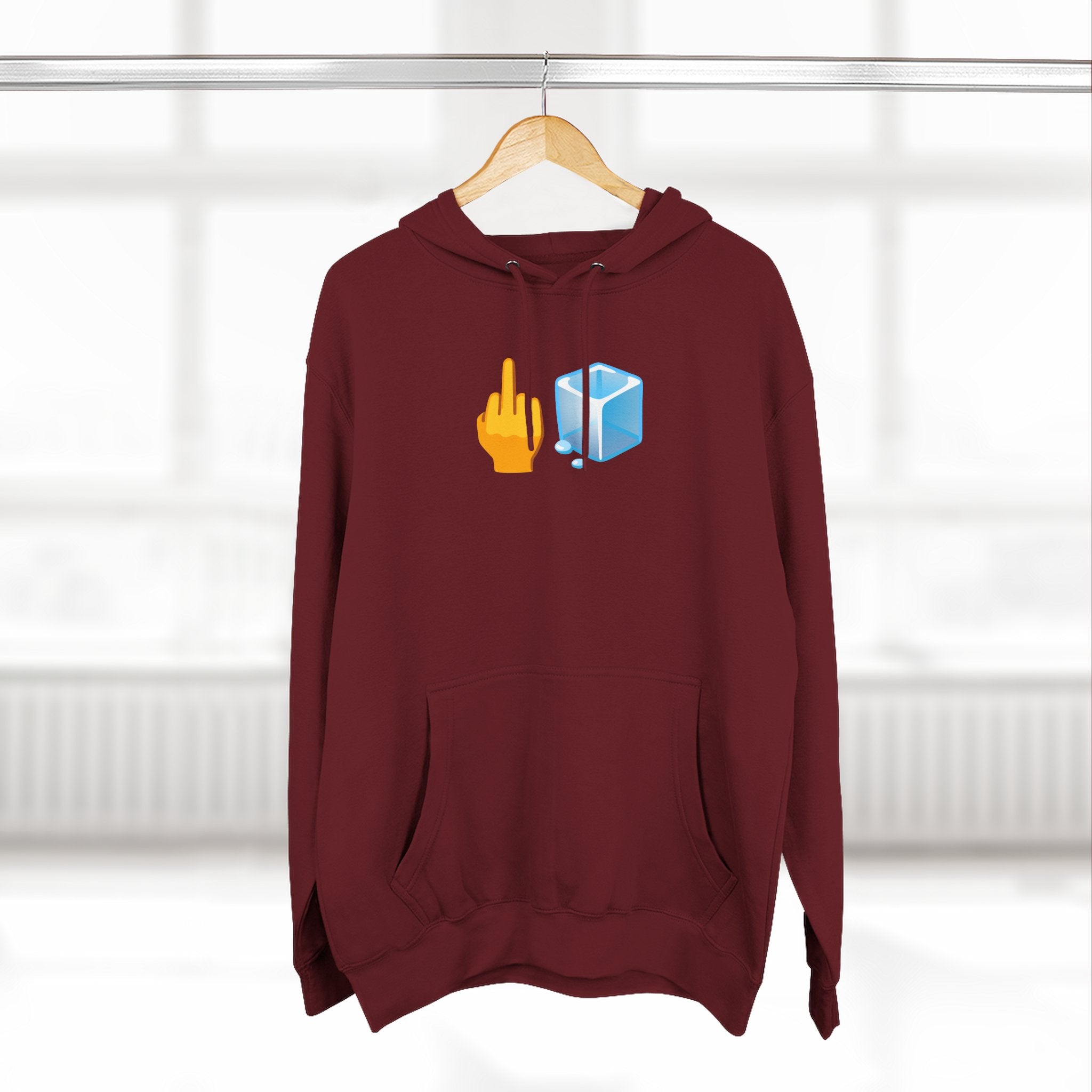 Middle Finger Ice Cube Hoodie — Funny Emoji Graphic Fleece Pullover