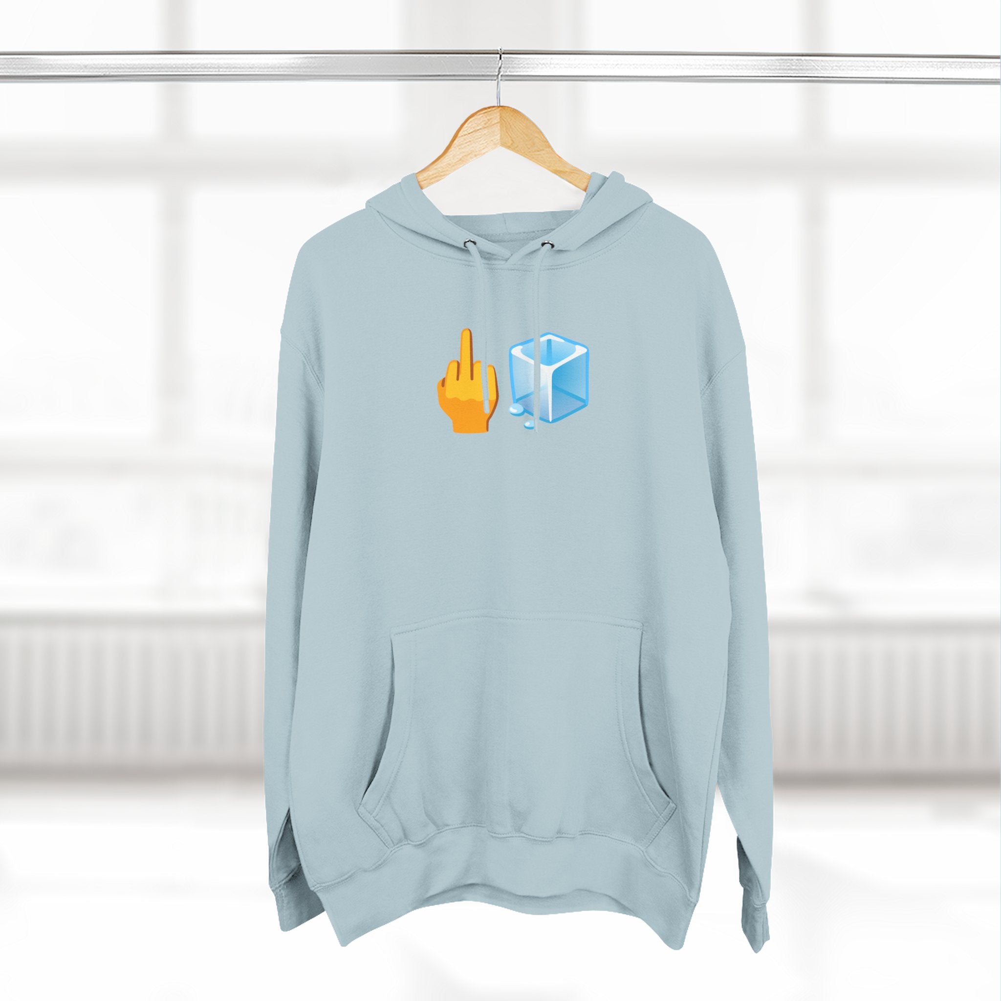 Middle Finger Ice Cube Hoodie — Funny Emoji Graphic Fleece Pullover