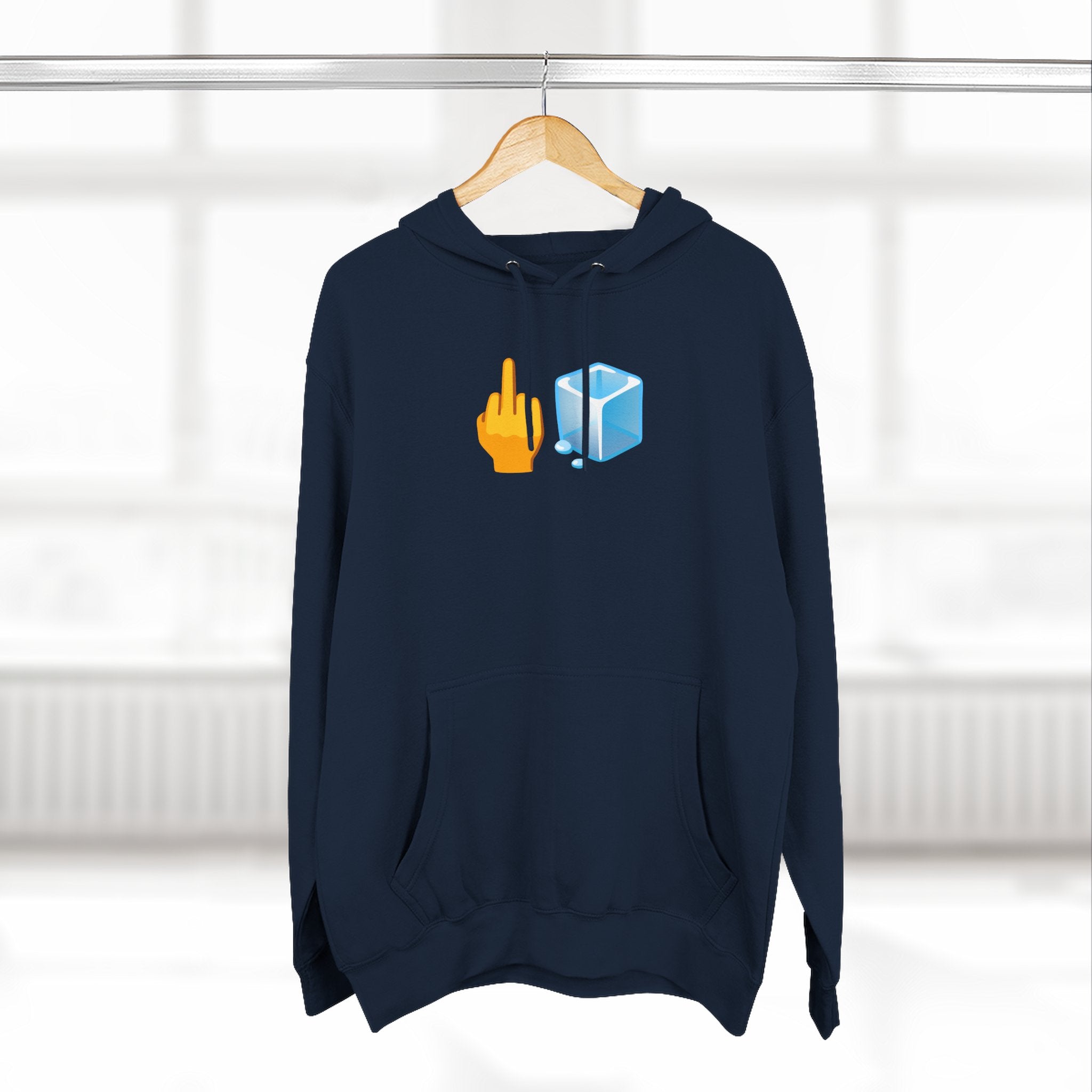 Middle Finger Ice Cube Hoodie — Funny Emoji Graphic Fleece Pullover