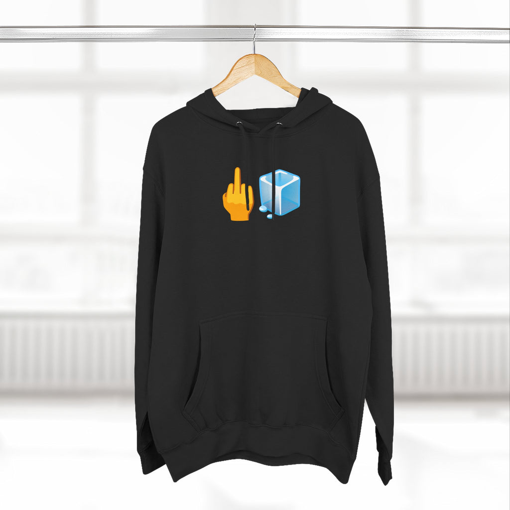 Middle Finger Ice Cube Hoodie — Funny Emoji Graphic Fleece Pullover
