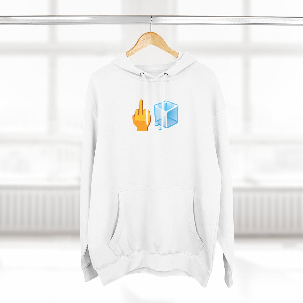 Middle Finger Ice Cube Hoodie — Funny Emoji Graphic Fleece Pullover