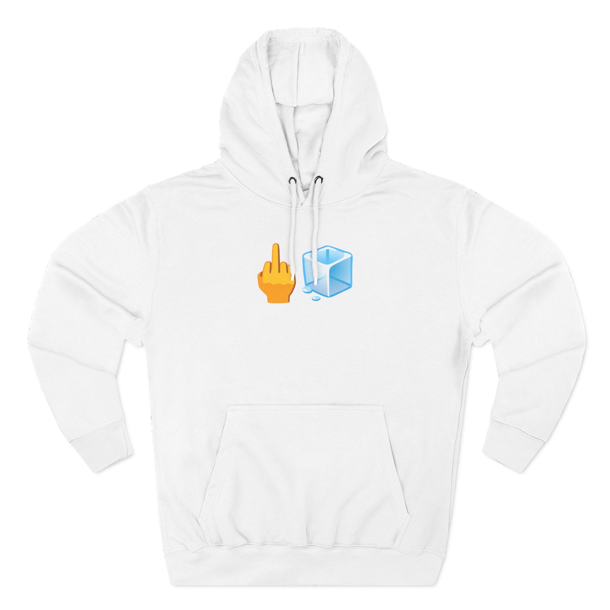 Middle Finger Ice Cube Hoodie — Funny Emoji Graphic Fleece Pullover