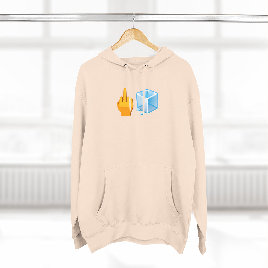 Middle Finger Ice Cube Hoodie — Funny Emoji Graphic Fleece Pullover