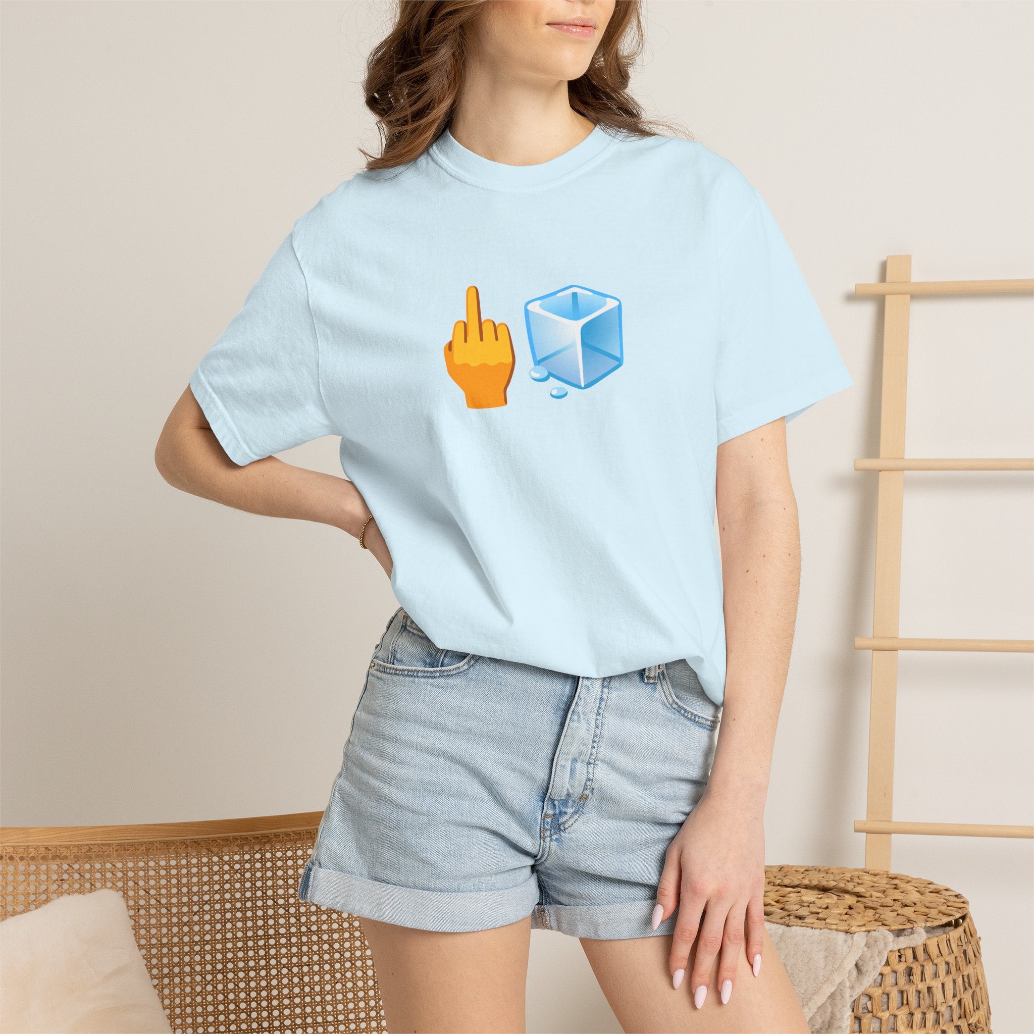 Middle Finger + Ice Cube Emoji Graphic T-Shirt - Political Statement
